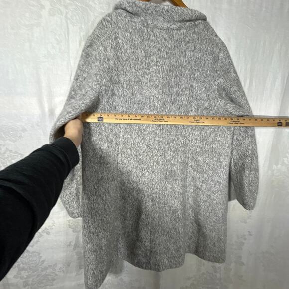 Torrid Pea Coat 3 3X Gray Heathered Long Lined Felt Hidden Buttons - Picture 12 of 14